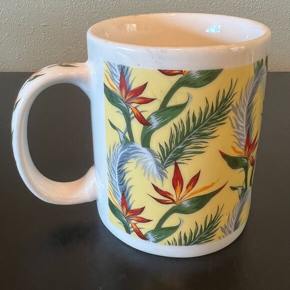 Vtg MAUI PACIFIC TRADERS Retro Hawaii Bird of Paradise Plant Mug ~  Botanical - Picture 4 of 8